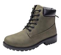 Lnafan Women’s High Top Lace Up Ankle Boots Combat Booties Work Boots Hiking Boots Green Size 3UK