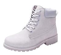 Lnafan Women’s High Top Lace Up Ankle Boots Combat Booties Work Boots Hiking Boots Grey Size 8UK