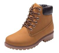 Lnafan Women’s High Top Lace Up Ankle Boots Combat Booties Work Boots Hiking Boots Yellow Size 5UK