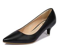 Lnafan Women's Ladies' Slip On Kitten Heels Court Shoes Dress Pumps Office Work Shoes Black Size 6.5UK