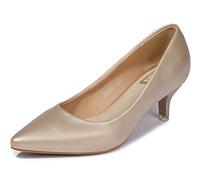 Lnafan Women's Ladies' Slip On Kitten Heels Court Shoes Dress Pumps Office Work Shoes Nude Size 6UK