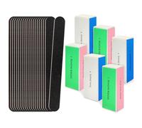 LNAUJS 26 Pieces Nail Files and Buffer Set, 100/180 Grit, Black Nail Files and Nail Buffer Blocks, Professional Pedicure and Manicure Tool Set for Nail Care and Nail Polishing