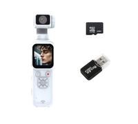 LNBEI 4K Camera with 330° Rotating Lens, Face Tracking, WiFi, Portable Pocket Digital Camera for Compact Small Camera for Content Creators, Includes 32GB Card, Mini Tripod & Carrying Bag (White)
