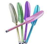 LNBEI Capacitive Stylus Pen Aesthetic Feather Design,5 Pack Pink Purple Green Light Blue Gold for Kindle Touch ipad,iPhone Samsung S5 S6 S7 Edge S8 Plus Note and Other Touch Screens