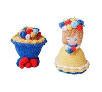 LNBLAKBXBD 2025 new double-sided crochet bouquet doll, cute handmade bride dress-up wedding doll, fun wool knitted graduation birthday gift (yellow)