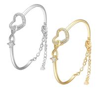 LNBLAKBXBD Always In My Heart - Infinity Heart Bracelet,To My Daughter Infinity Love Heart Bracelet Mother Daughter Bracelet,Adjustible zircon heart bracelet gift for women (Gold + Silver)