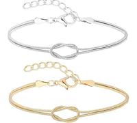 LNBLAKBXBD Love Knot Bracelet for Women Gold Snake Chain Bracelets Infinity Knot Bracelets Adjustable Matching Bracelets for Couples Friendship Jewelry (Gold + Silver)