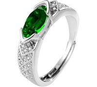 LNBLAKBXBD Magnetic Lymphatic Therapy Titanium Ion Moissanite Diamond Ring,Moissanite Magnetology Lymphvity Ring,Fashionable Open Cubic Zirconia Ring (Green)