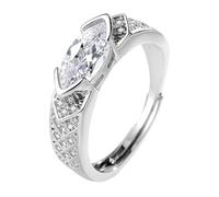 LNBLAKBXBD Magnetic Lymphatic Therapy Titanium Ion Moissanite Diamond Ring,Moissanite Magnetology Lymphvity Ring,Fashionable Open Cubic Zirconia Ring (Silver)