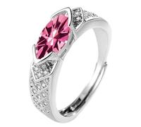LNBLAKBXBD Magnetic Lymphatic Therapy Titanium Ion Moissanite Diamond Ring,Moissanite Magnetology Lymphvity Ring,Fashionable Open Cubic Zirconia Ring (Pink)