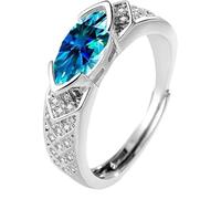 LNBLAKBXBD Magnetic Lymphatic Therapy Titanium Ion Moissanite Diamond Ring,Moissanite Magnetology Lymphvity Ring,Fashionable Open Cubic Zirconia Ring (Light Blue)