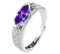 LNBLAKBXBD Magnetic Lymphatic Therapy Titanium Ion Moissanite Diamond Ring,Moissanite Magnetology Lymphvity Ring,Fashionable Open Cubic Zirconia Ring (Purple)