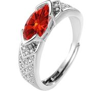 LNBLAKBXBD Magnetic Lymphatic Therapy Titanium Ion Moissanite Diamond Ring,Moissanite Magnetology Lymphvity Ring,Fashionable Open Cubic Zirconia Ring (Red)