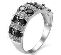 LNBLAKBXBD Magnetic Zircon Ring for WomenDetoxing Ring,Moissanite Magnetology Lymphvity Ring,Magnetic Lymphatic Therapy Titanium Ion Moissanite Diamond Ring (black,7)