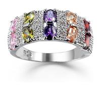 LNBLAKBXBD Magnetic Zircon Ring for WomenDetoxing Ring,Moissanite Magnetology Lymphvity Ring,Magnetic Lymphatic Therapy Titanium Ion Moissanite Diamond Ring (colorful,6)