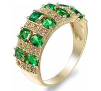 LNBLAKBXBD Magnetic Zircon Ring for WomenDetoxing Ring,Moissanite Magnetology Lymphvity Ring,Magnetic Lymphatic Therapy Titanium Ion Moissanite Diamond Ring (green,7)