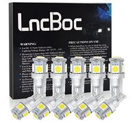 LncBoc W5W 501 LED Bulb T10 194 168 LED Bulbs White 5-SMD 5050 For Car Sidelights, Interior Light, Dashboard, Number Plate, Boot Bulbs DC 12V Pack of 10