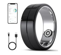LNCOON Smart Ring Fitness Health Tracker for Women Men - with Heart Rate,Blood Oxygen, Sleep Tracker, No Subscription Fee, Anti-Lost Bluetooth Tag, IP68 Waterproof (Black, 10#)