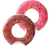 LND Gifts 42" Swim Ring Pool Inflatables Set Of 2 Pink Donut Design And Brown, 107cm Doughnut Swim Ring For Older Children And Adults, Boys & Girls Pool Float Suitable For Age 10+
