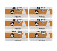 LND Gifts 6 Rolls Of 40 Handy Bags (240 Bags in Total) with 15 Litre Capacity, 45cm x 57.5cm Plastic Carrier Bags for Small Business, Takeaway Carriers with Handles Plastic bags With Handles