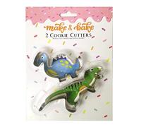 LND Gifts Dinosaur Cookie Cutters - Set of 2 Stainless Steel Shapes for Biscuits - Perfect for Baking - Premium Collection
