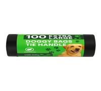 LND Gifts Dog Poo Bags 100 x Extra Large Dog Poo Bags, XL Dog Poop Bags with Tie Handles, 30cm x 36cm, Dog Poop Bags Rolls Black for Convenient Clean Up