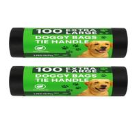 LND Gifts Dog Poo Bags 200 x Extra Large Dog Poo Bags, XL Dog Poop Bags with Tie Handles, 30cm x 36cm, Dog Poop Bags Rolls Black for Convenient Clean Up