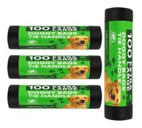 LND Gifts Dog Poo Bags 400 x Extra Large Dog Poo Bags, XL Dog Poop Bags with Tie Handles, 30cm x 36cm, Dog Poop Bags Rolls Black for Convenient Clean Up