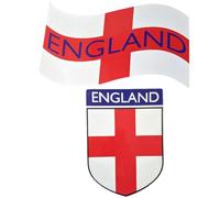 LND Gifts England Car Magnets, Set of 2, Football, St George's, Sticks to Cars, Fridges or Metal Objects England car stickers and decals Magnetic, England Car Flag and England Shield Car Decorations