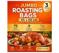 LND Gifts Extra Large Turkey Roasting Bags: 3 Jumbo Roasting Bags for Oven, 55cm x 60cm, Easy Roast - Large Turkey Bags With Ties For Oven, Microwave and Freezer Use.