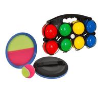 LND Gifts Garden Games Set Of 2 Boules And Catch Ball With Paddles, Outdoor Games For Kids, Paddle Bat And Ball Kids Throwing Toys, Outdoor Activities For Children And Adults, Playground Activities