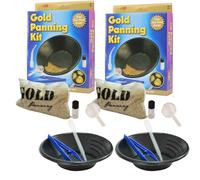 LND Gifts Gold Panning Kit Age 3+, Pack Of 2, Science Experiments For Kids, Treasure Kit With Sand, Gold, Mining Pan, Magnifying Glass, Storage Tub, Tweezers, Pipette, Instructions