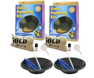 LND Gifts Gold Panning Kit, Pack Of 2, Science Experiments For Kids, Treasure Kit With Sand, Gold, Mining Pan, Magnifying Glass, Storage Tub, Tweezers, Pipette, Instructions