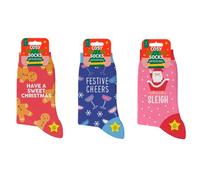 LND Gifts Ladies Christmas Socks Pack Of 3 Womens Christmas Stocking Fillers, Funny Socks, Xmas Presents For Him, Novelty Size 4-8 Joke Gifts For Women Ideal For Ladies Secret Santa Presents For Her