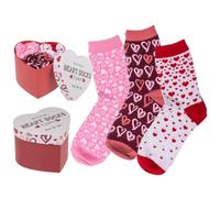 LND Gifts Ladies Heart Socks 3 Pack In Heart Shape Gift Box: Heart Socks Womens Gift For Valentines Day Gift For Her, Heart Socks Gifts For Women, Girlfriend Socks Gifts For Her