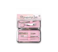 LND GIFTS Nail Clippers Manicure Set Stainless Steel Nail Kit for Women - 5 pcs Including Nail Scissors, cuticle remover, Nail Care Gift In Pink Storage Case