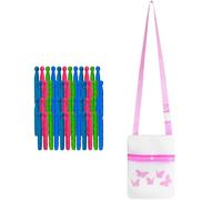 LND Gifts Pegs for Washing Line with Bag Large Peg Bag with Shoulder Strap 27.5cm x 21cm Clothes Peg Bag with 40 Dolly Pegs for Washing Line Laundry Accessories, Clothes Peg Holder Pegs and Pegs Bag