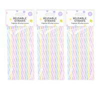 LND Gifts Plastic Straws Drinking - 60 Colourful Pastel Straws Drinking Plastic, 20cm Reusable for Kids Drinks, Adults Cocktails, Thick 1 cm Ideal for Milkshakes and Soup