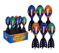 LND Gifts Rocket Ball Set Of 6 Throwing Beach Toys With Whistling Sound And Long Range Throw, Rocket Toy Kids Garden Games And Outdoor Games, Assorted Colours, 6 Supplied 27cm Long