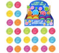LND Gifts Sensory Balls - 24 Flashing Balls, 6.5cm Neon Coloured Light Up for Children, Spikey Sensory Toy Design for Enhanced Playtime Experience