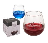 LND Gifts Shark Glass 600ml Stemless Drinking Glass with 3D Shark Inside, Fun Wine Tumbler for Alcohol Juice Cocktails, Gift for Marine Animal Lovers