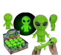 LND Gifts Squeezy Alien Toy, 18cm Long, Glows in the dark - 1 Supplied Martian Stretches and Twists Fun and Friendly Anxiety Relief Squeeze Alien Ideal Christmas Stocking Fillers for Kids