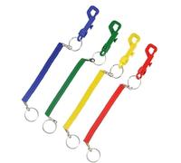 LND Gifts Stretchy Keyring with Clip - Bungee Keyring, Spiral Keychain - Extendable and Retractable Spring Keyring - 48 Supplied, Colours Provided at Random