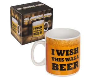 LND Gifts XL Coffee Mug, Large Mug, 1000ml Capacity Big Mug Ideal Large Mug for Hot Drinks, I Wish This was A Beer Gifts for Him, Large Ceramic Mug Gifts for Dad Birthday Extra Large Mugs Soup Cup