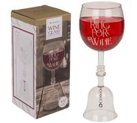 LND Novelty Wine Glass with Ring Bell Feature, Large Wine Glass Gifts for Her, Gift for Him with Long Stem, Presents for Mum, Daughter, Girlfriend, Wife Presents 400ml Capacity