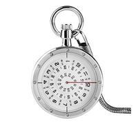 LNDDP Retro Pocket Watch, Modern Fashion Silver Numerals Display Time Reader Pocket Watches with Snake Chain Women Men Fob Watch Casual Clock Hour Gifts