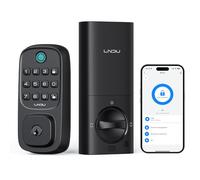 LNDU Smart Lock, Fingerprint & Keypad & WiFi Keyless Entry Deadbolt, Support Alexa, App Control, for Landlord, Tenant, Garden Renovation, Matte Black Metal Made