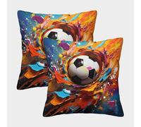 LNDVBEUDK Fußball dekokissen 2er Set Kissenhüllen Kuschelkissen für Sofa Couch Wohnzimmer Schlafzimmer Büro Home Decor 45x45cm