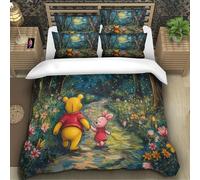 LNDVBEUDK Winnie The Pooh Duvet Cover Set 2 PCS Hotel Quality Quilt Bedding Sets Bed Covers with Pillowcases with Zipper Closure Ultra Soft Hypoallergenic Microfiber Single (135x200cm)