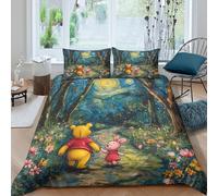 LNDVBEUDK Winnie The Pooh Duvet Cover Set 3 PCS Hotel Quality Quilt Cover Bedding Bed Covers with Pillowcases with Zipper Closure Ultra Soft Hypoallergenic Microfiber King(220x240cm)